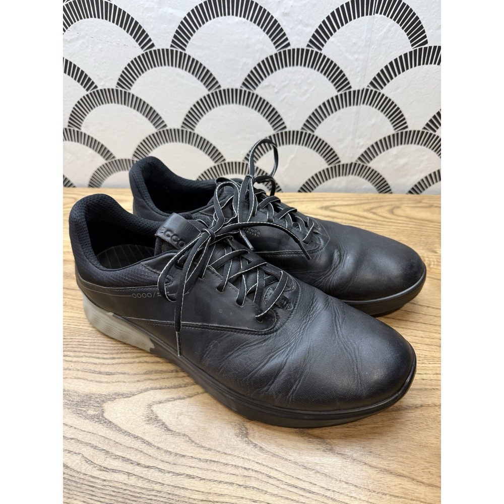 ECCO Golf Shoes Men's S-Three Spikeless Black/Grey Gore Tex Waterproof 13-13.5